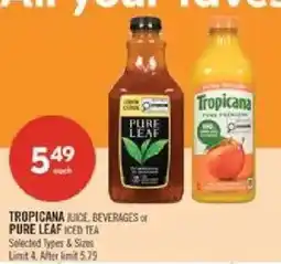 Shoppers Drug Mart Tropicana juice beverages or pure leaf iced tea offer