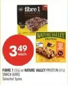 Shoppers Drug Mart Fibre 1 snack bars or Nature Valley protein snack bars offer