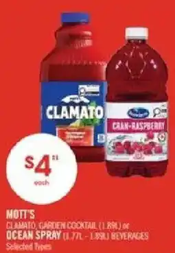 Shoppers Drug Mart Nott's Clamato Garden Cocktail or Ocean Spray Beverages offer