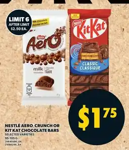 Loblaws Nestlé Aero, Crunch or Kit Kat chocolate bars offer