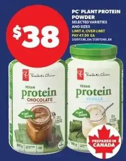 Real Canadian Superstore PC vegan protein offer