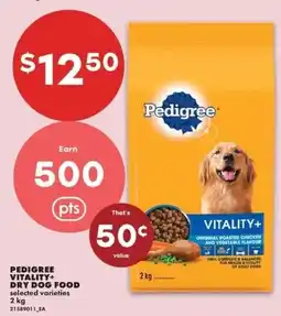 No Frills Pedigree vitality+ dry dog food offer