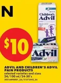 No Frills Advil and children's advil pain products offer