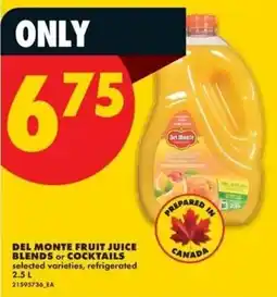 No Frills Del Monte fruit juice blends or cocktails offer