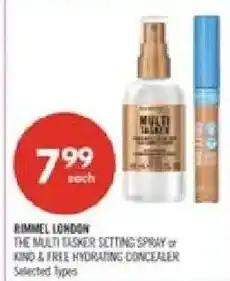 Shoppers Drug Mart Rimmel London the multi tasker setting spray or kind & free hydrating concealer offer