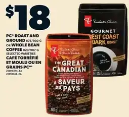 Loblaws pc roast and ground or whole bean coffee offer