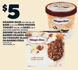 Loblaws Häagen-Dazs frozen yogurt or bars offer