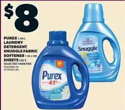 Zehrs Markets Purex laundry detergent, snuggle fabric softener sheets offer