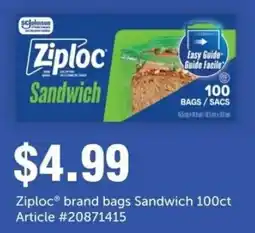 Fortinos Ziploc brand bags Sandwich offer
