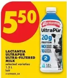 No Frills Lactantia ultra-pur ultra-filtered milk offer