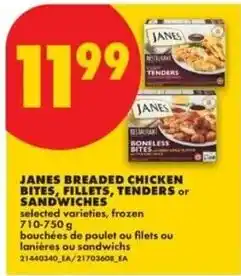 No Frills janes breaded chicken bites fillets tenders or sandwiches offer