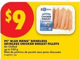 No Frills PC blue menu boneless skinless chicken breast fillets offer