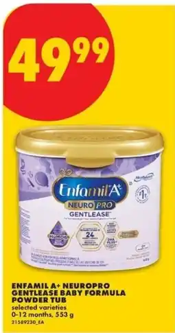 No Frills Enfamil A+ neuropro gentlease baby formula powder tub offer