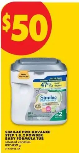 No Frills Similac pro-advance step 1 & 2 powder baby formula tub offer