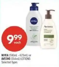 Shoppers Drug Mart Nivea or Aveeno lotions offer