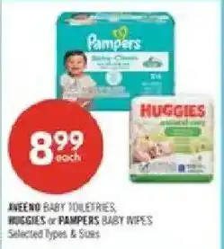 Shoppers Drug Mart aveeno baby toiletries, huggies or pampers baby wipes offer