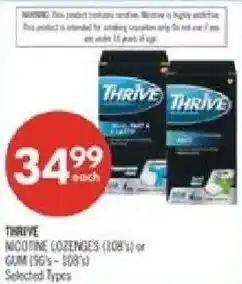Shoppers Drug Mart Thrive nicotine lozenges or gum offer
