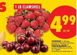 No Frills Clamshell strawberries and cherries offer