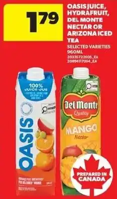 Real Canadian Superstore Oasis juice, Hydrafuit, Del Monte nectar or Arizona iced tea offer