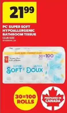 Real Canadian Superstore PC super soft hypoallergenic bathroom tissue offer