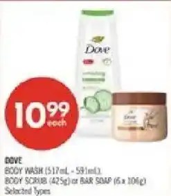 Shoppers Drug Mart Dove body wash body scrub or bar soap offer