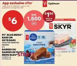 Loblaws PC blue menu bars or skyr bars offer