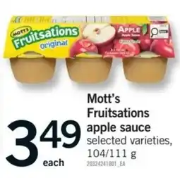 Fortinos Mott's Fruitsations apple sauce offer