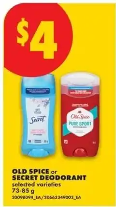No Frills Old Spice or Secret deodorant offer