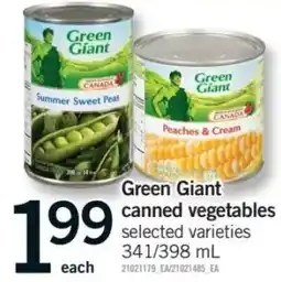Fortinos Green Giant canned vegetables offer