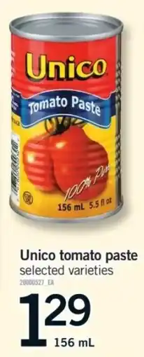 Fortinos Unico tomato paste offer