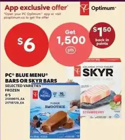 Zehrs Markets PC blue menu bars or skyr bars offer