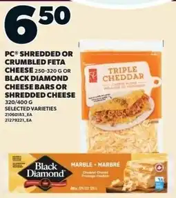 Zehrs Markets PC shredded or crumbled feta cheese or black diamond cheese bars or shredded cheese offer