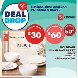 Zehrs Markets PC ridge dinnerware set offer