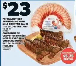 Loblaws PC black tiger shrimp ring with mild cocktail sauce offer
