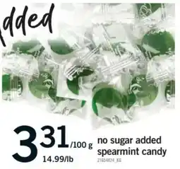 Fortinos no sugar added spearmint candy offer