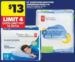 Real Canadian Superstore PC Sleepovers Nighttime Underwear offer