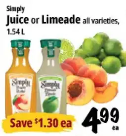 Farm Boy Simply Juice or Limeade offer