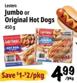 Farm Boy Lesters jumbo or original hot dogs offer