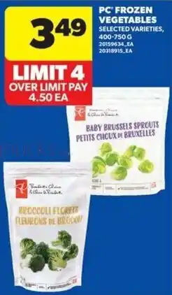 Real Canadian Superstore PC frozen vegetables offer