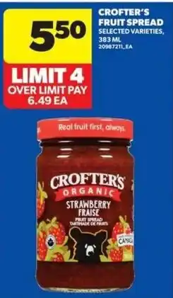 Real Canadian Superstore Crofter's organic strawberry fraise fruit spread offer