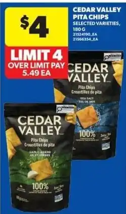 Real Canadian Superstore Cedar Valley pita chips selected varieties offer