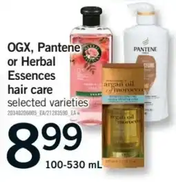 Fortinos Ogx pantene or herbal essences hair care offer