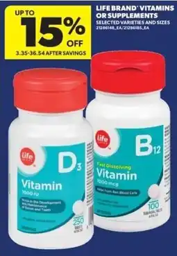 Real Canadian Superstore Life Brand Vitamins or Supplements offer