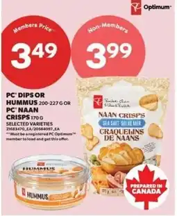 Real Canadian Superstore PC hummus or pc naan crisps offer