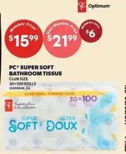 Zehrs Markets PC super soft bathroom tissue offer