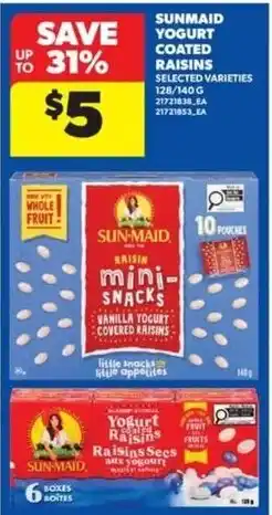 Real Canadian Superstore Sun-maid yogurt coated raisins offer