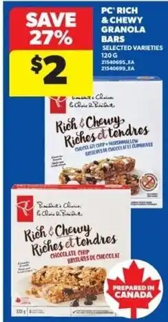 Real Canadian Superstore PC rich & chewy granola bars offer