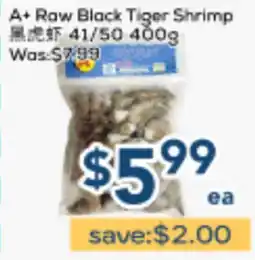 Oceans Fresh Food Market A+ Raw Black Tiger Shrimp 41/50 400g offer