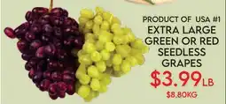 Fiesta Farms EXTRA LARGE GREEN OR RED SEEDLESS GRAPES offer