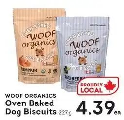 Fresh St Market Woof organics oven baked dog biscuits offer